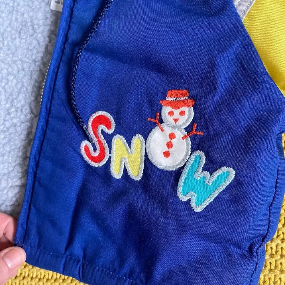 Vintage 80s Weather Tamer Color Block Snowman Winter Jacket & Bib Set Snowsuit